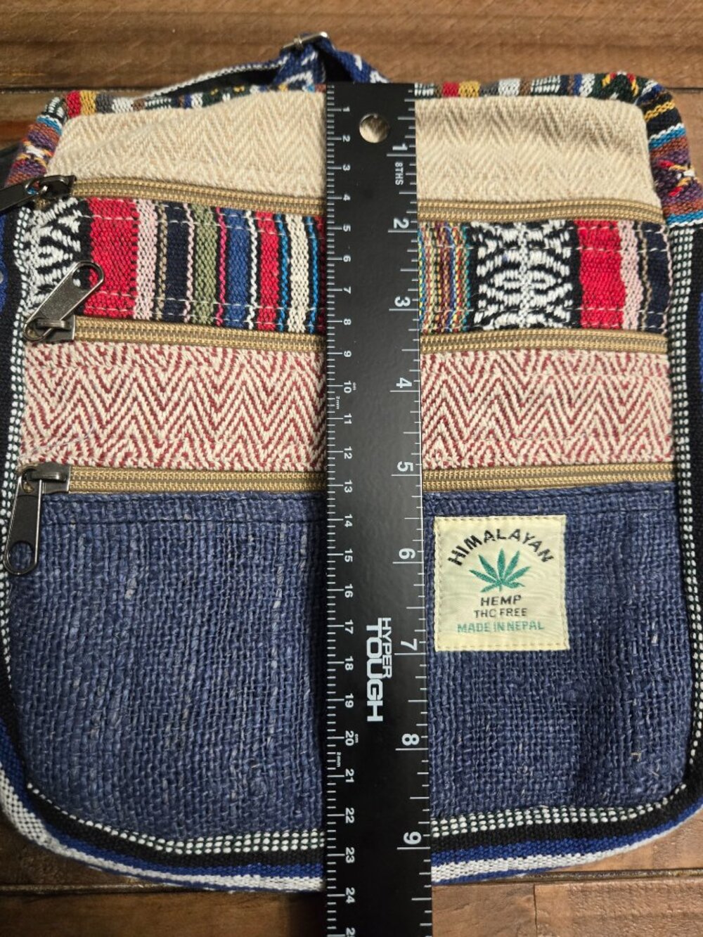 Himalayan Hemp Multi Pocket Passport Bag Boho Stripe Travel Crossbody Purse - Picture 8 of 9